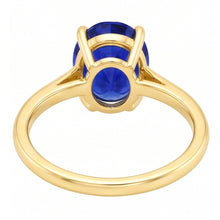Solitaire Ring Oval Shaped Sri Lankan Sapphire 2 Carats Yellow Gold
