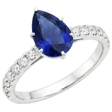 Solitaire Ring Pear Blue Sapphire Pave Set Natural Earth Mined Diamond Accents 5.25 Carats