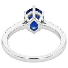 Solitaire Ring Pear Blue Sapphire With Accents Pave Natural Earth Mined Diamonds 5 Carats