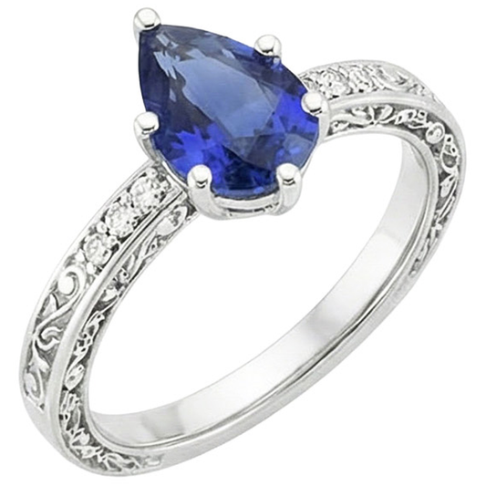 natural round sapphire 4ct ring side angle