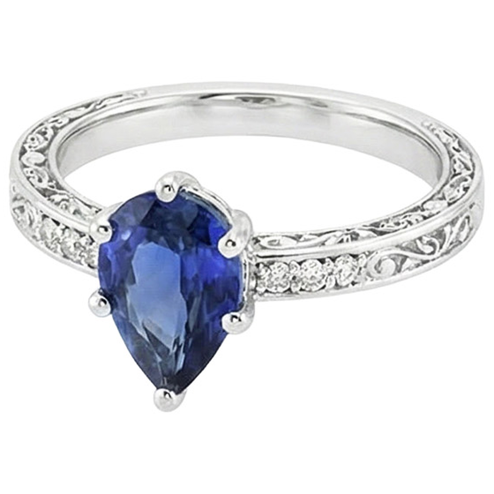 natural round sapphire 4ct ring top view