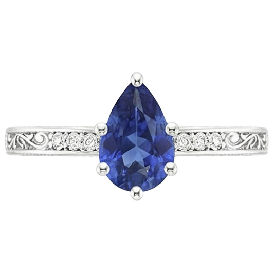 natural round sapphire 4ct ring profile view