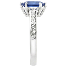 natural round sapphire 4ct ring on white background
