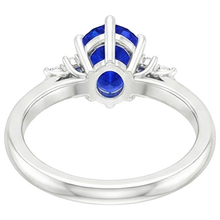 Solitaire Ring Pear Blue Sapphire With Round Natural Earth Mined Diamond Accents 5 Carats