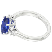 Solitaire Ring Pear Blue Sapphire With Round Natural Earth Mined Diamond Accents 5 Carats