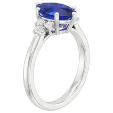 Solitaire Ring Pear Blue Sapphire With Round Natural Earth Mined Diamond Accents 5 Carats
