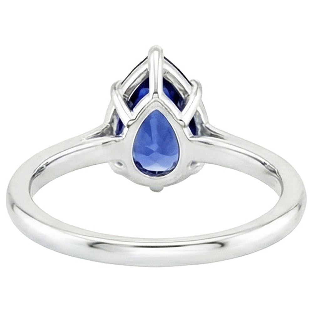 natural pear sapphire 2.50ct ring side angle