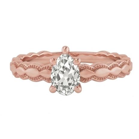 Solitaire Ring Pear Natural Earth Mined DIAMOND ( NOT LAB GROWN ) 1.50 Carats Rose Gold Jewellery
