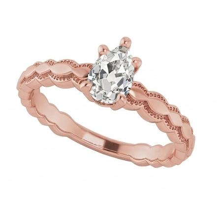 Solitaire Ring Pear Natural Earth Mined DIAMOND ( NOT LAB GROWN ) 1.50 Carats Rose Gold Jewellery