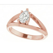 Solitaire Ring Pear Old Cut Genuine Natural Earth Mined Diamond 5 Prong Split Shank 1.50 Carats