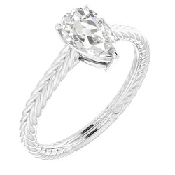 Solitaire Ring Pear Old European Real Diamond Twisted Style 4 Carats