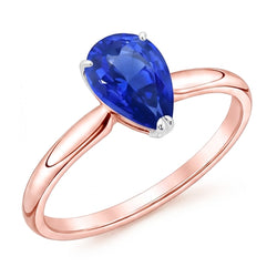 Solitaire Ring Pear Sri Lankan Sapphire 3 Carats