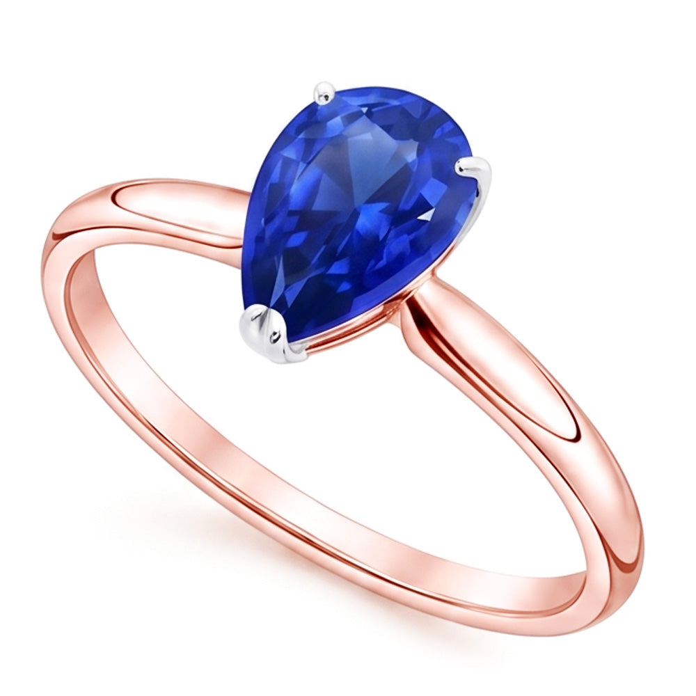 Solitaire Ring Pear Sri Lankan Sapphire 3 Carats
