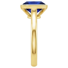 Solitaire Ring Princess Bezel Set Blue Sapphire 5 Carats Yellow Gold