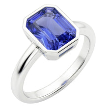Solitaire Ring Radiant Bezel Set Natural Blue Sapphire 1.50 Carats