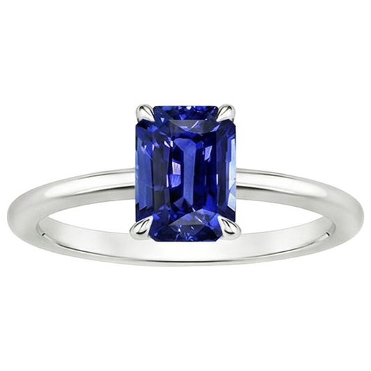 Solitaire Ring Radiant Sri Lankan Sapphire 3 Carats