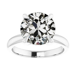 Solitaire Ring Real Round Old Mine Cut Diamond Women's Jewelry 4.50 Carats