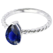 natural pear sapphire 2.50ct ring top view