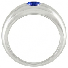 Solitaire Ring Round Ceylon Sapphire Flush Set Thick Shank