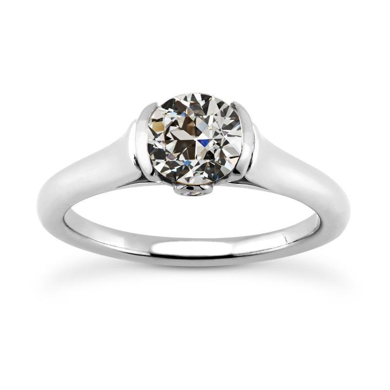 Solitaire Ring Round Genuine Old Miner Diamond Gold Jewelry 2 Carats