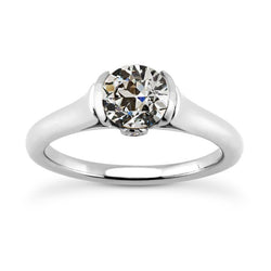 Solitaire Ring Round Genuine Old Miner Diamond Gold Jewelry 2 Carats