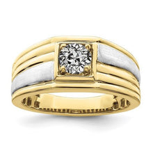 Solitaire Ring Round Old Cut Genuine Diamond Prong Bezel Set 1 Carat Two Tone