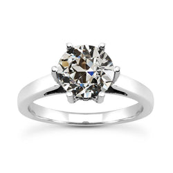 Solitaire Ring Round Old Cut Natural Earth Mined Diamond 6 Prong Set Jewellery 2.50 Carats