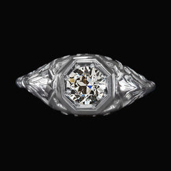 Solitaire Ring Round Old Cut Real Natural Earth Mined Diamond Gold Vintage Style 1.50 Carats