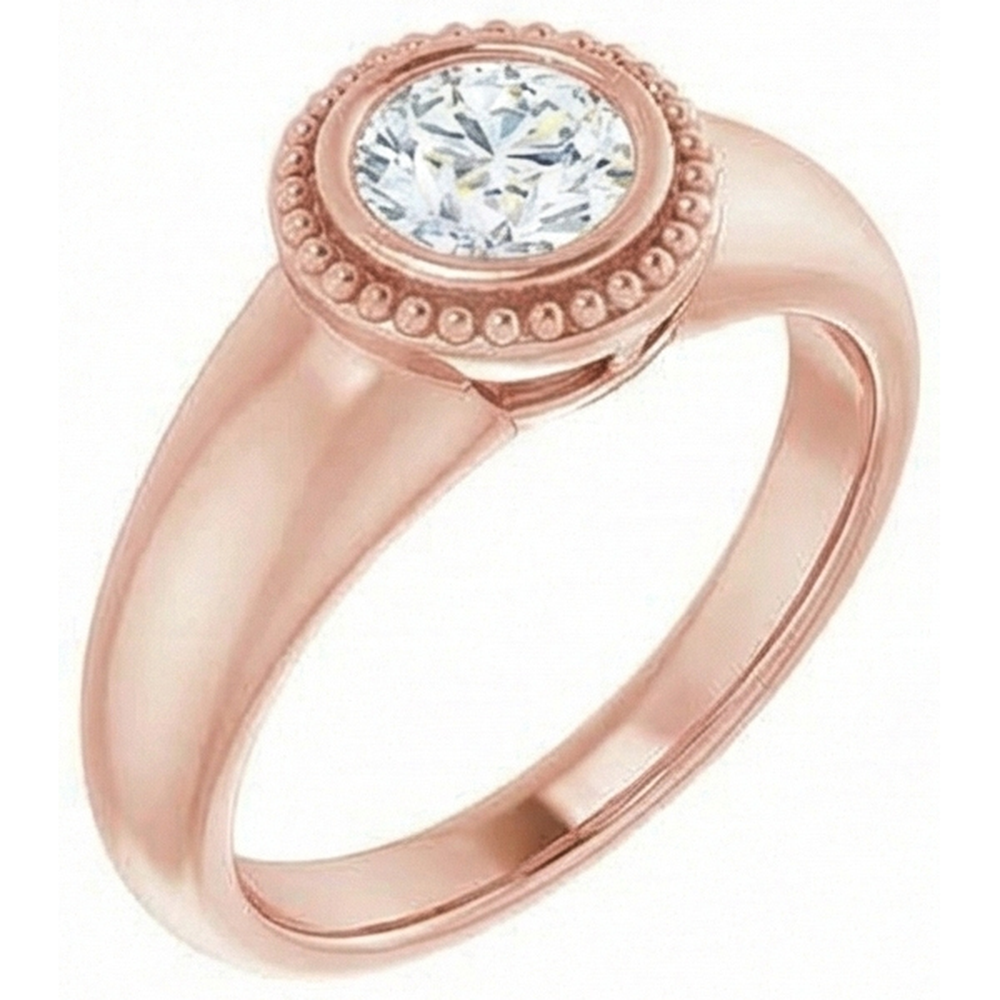 Solitaire Ring Round Old Mine Cut Natural Earth Mined Diamond 2 Carats Bezel Set Jewellery
