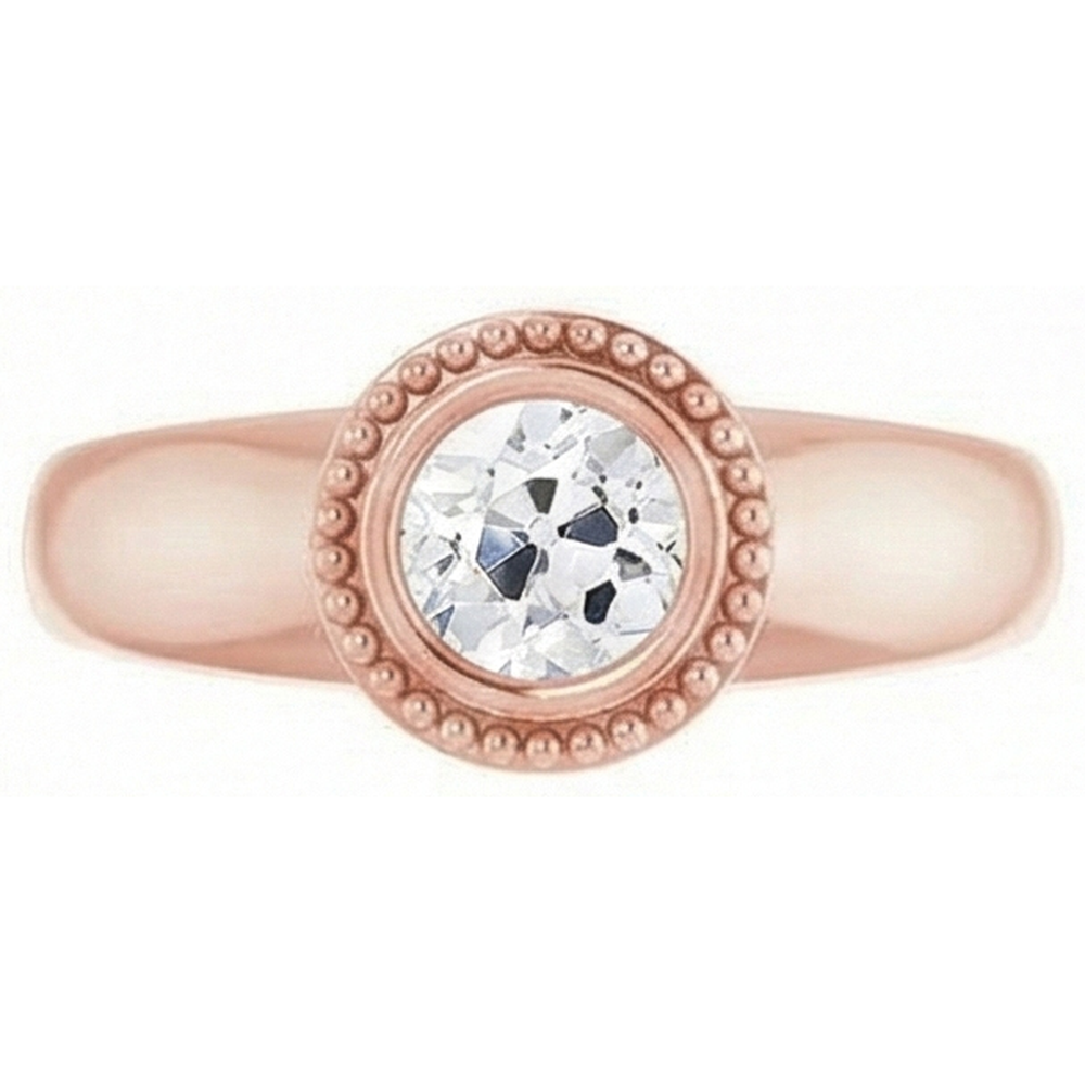 Solitaire Ring Round Old Mine Cut Natural Earth Mined Diamond 2 Carats Bezel Set Jewellery