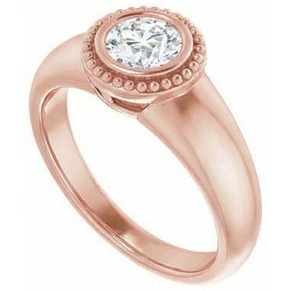 Solitaire Ring Round Old Mine Cut Natural Earth Mined Diamond 2 Carats Bezel Set Jewellery