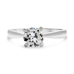 Solitaire Ring Round Old Mine Cut Real Diamond Tapered Shank 2 Carats