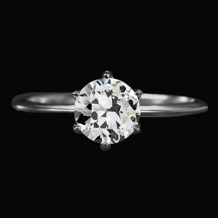 Solitaire Ring Round Old Miner Natural Diamond 6 Prong Set 2.50 Carats