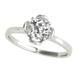 Solitaire Ring Round Old Miner Natural Earth Mined Diamond Prong Floral Style 1.50 Carats