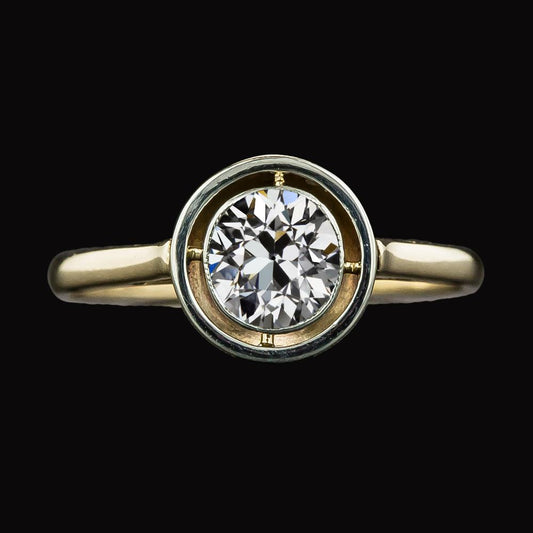 Solitaire Ring Round Old Miner Real Diamond Gold 14K Jewelry 2 Carats