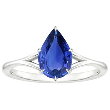 natural pear sapphire 2.50ct ring profile view