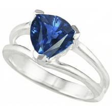 Solitaire Ring Split Shank Trillion Sri Lankan Sapphire 1 Carat