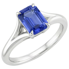 Solitaire Ring Sri Lankan Sapphire 3 Carats Emerald Cut White Gold 14K