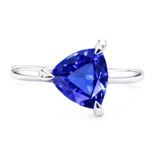 Solitaire Ring Trillion Shaped Prong Set Blue Sapphire 1.50 Carats