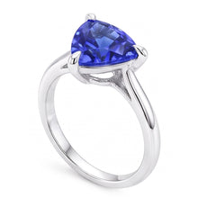 Solitaire Ring Trillion Shaped Prong Set Blue Sapphire 1.50 Carats