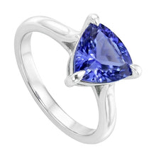 Solitaire Ring Trillion Shaped Prong Set Blue Sapphire 1.50 Carats