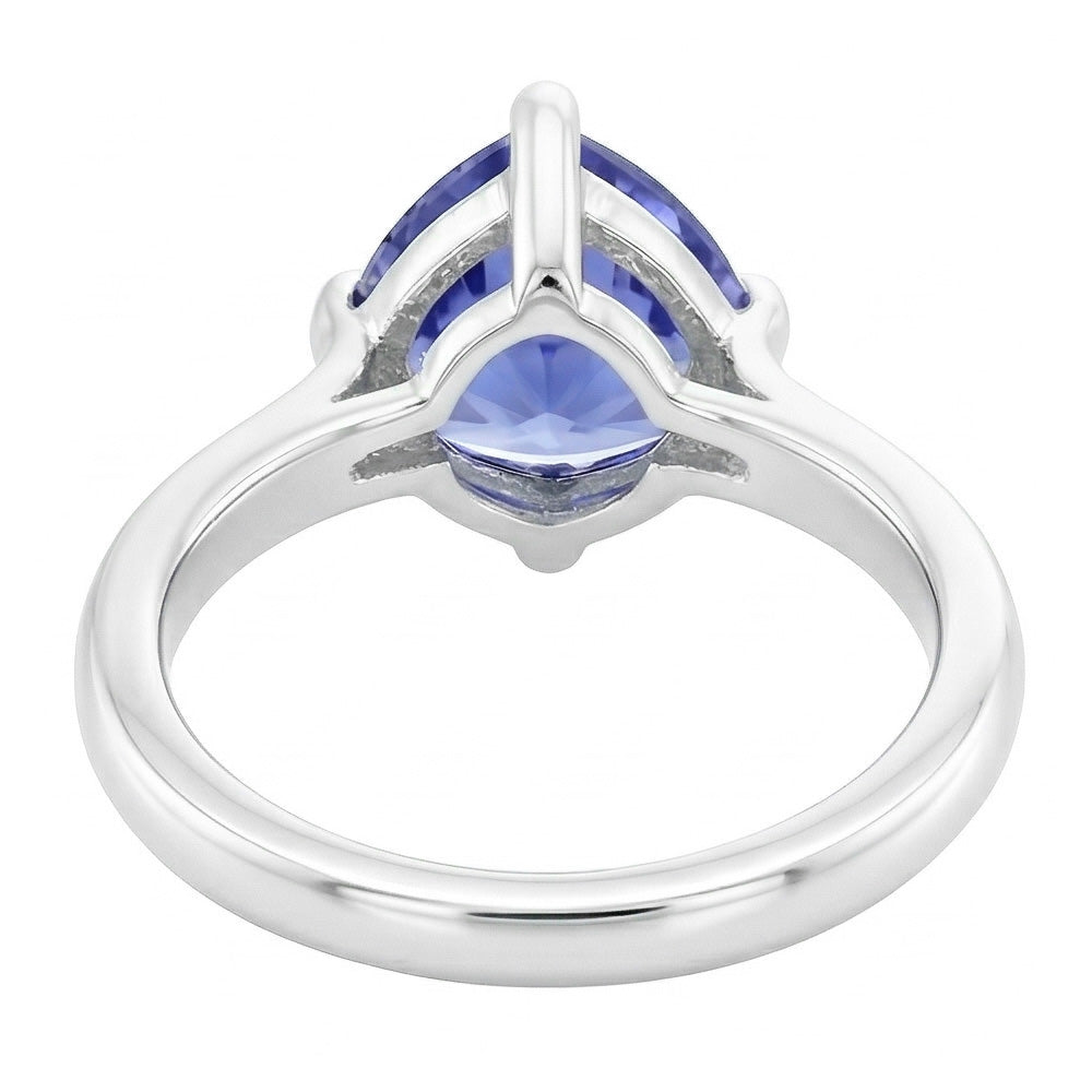 Solitaire Ring Trillion Shaped Prong Set Blue Sapphire 1.50 Carats