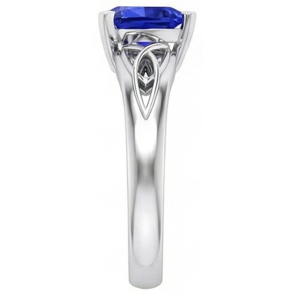 Solitaire Ring Trillion V Prong Blue Sapphire Antique Style 2 Carats