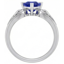 Solitaire Ring Trillion V Prong Blue Sapphire Antique Style 2 Carats