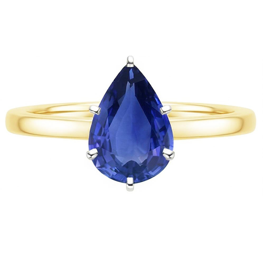 natural pear sapphire 2ct ring side angle