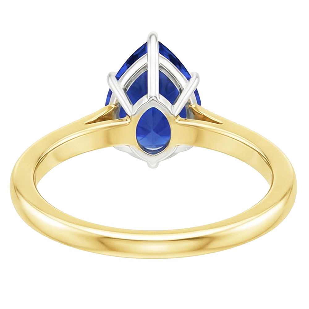 natural pear sapphire 2ct ring profile view