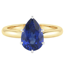 natural pear sapphire 3ct ring front view