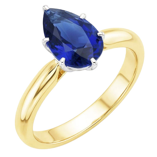 natural pear sapphire 3ct ring side angle