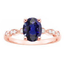 Solitaire Ring Vintage Style & Natural Earth Mined DIAMOND ( NOT LAB GROWN ) Accents Blue Sapphire 4 Carats