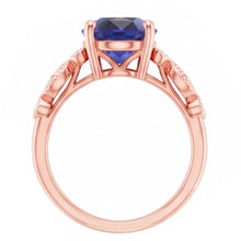 Solitaire Ring Vintage Style & Natural Earth Mined DIAMOND ( NOT LAB GROWN ) Accents Blue Sapphire 4 Carats